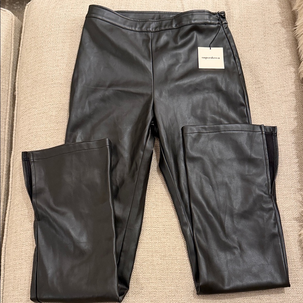 NWT Superdown Black Faux Leather Flare Pants